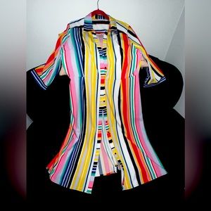 Women’s multi colored striped shirt dress